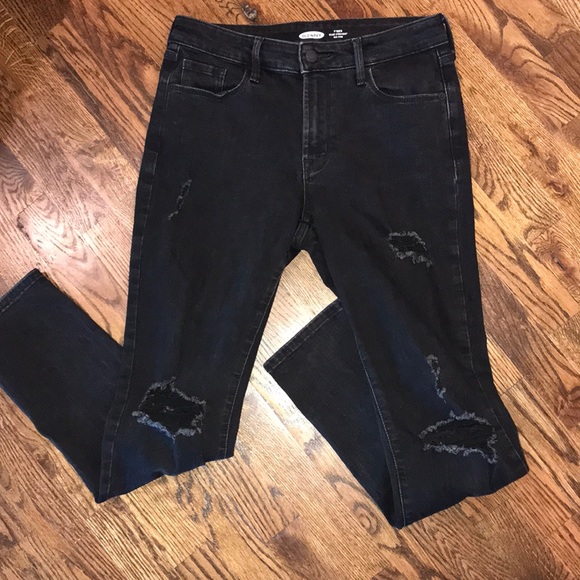 Old Navy Power Slim Straight Mid Rise Distressed Jeans - Picture 2 of 12